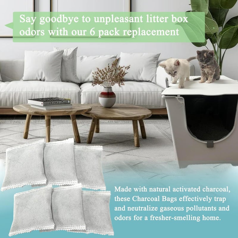 PurifyLogix 6PCS Activated Charcoal Odor Absorber Bags Compatible with Modkat Flip Cat Litter Box Kit, Natural Freshest Coconut shell Charcoal Bags, Absorb Odors/Control Damp from Pets/Keep Home Fresh - Image 4